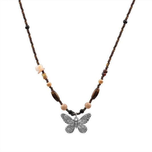 Vintage Beaded Butterfly Necklace