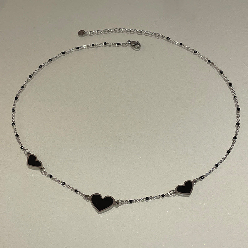 Titanium steel Black Heart Necklace