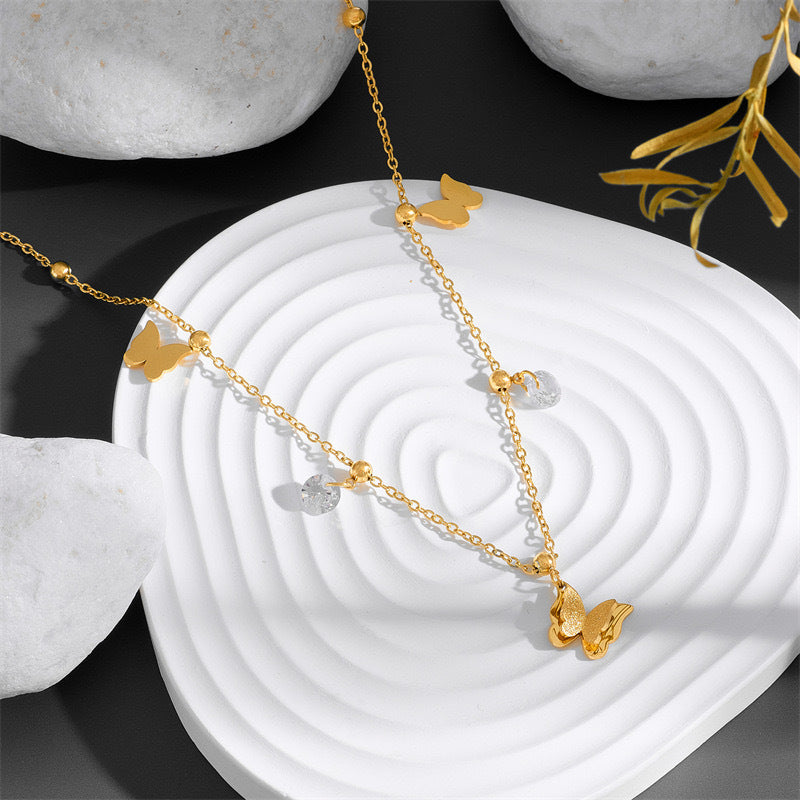 Titanium Steel Plated Butterfly Anklet