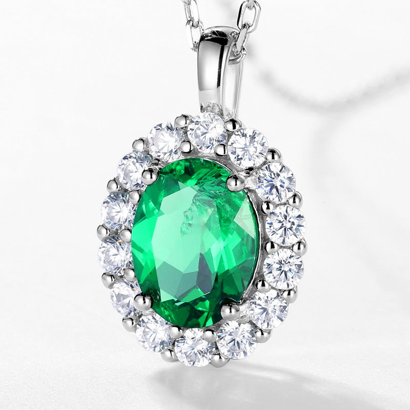 S925 Silver Emerald Necklace