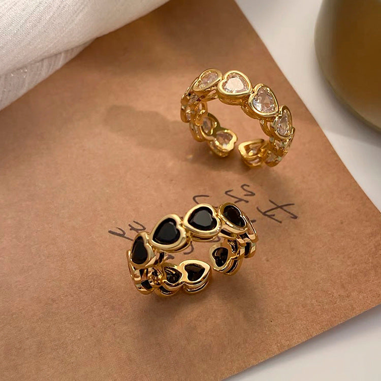 Retro Heart-shaped Zircon Ring