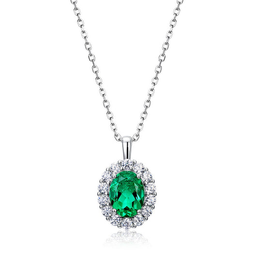 S925 Silver Emerald Necklace
