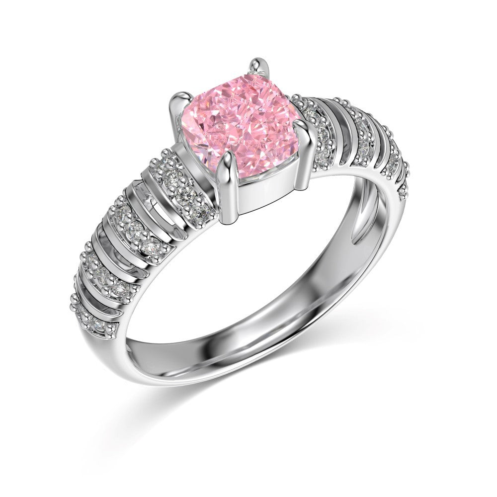 S925 Silver Hollow Ring with Ice Flower Cut Zircon