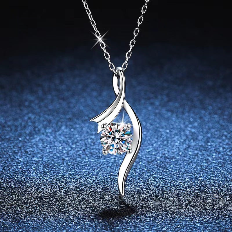 925 Sterling Silver 1 Karat-inch Diamond Necklace