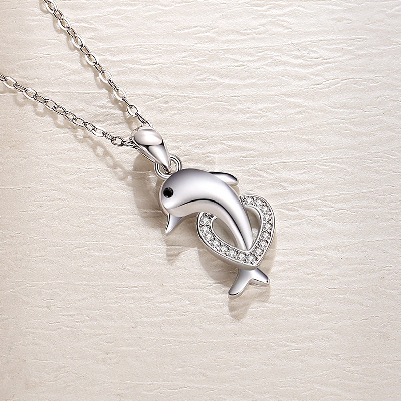 Silver Dolphin Shape Necklace