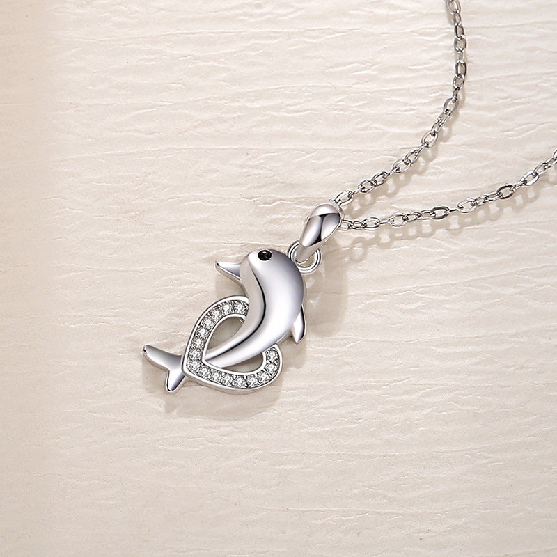 Silver Dolphin Shape Necklace