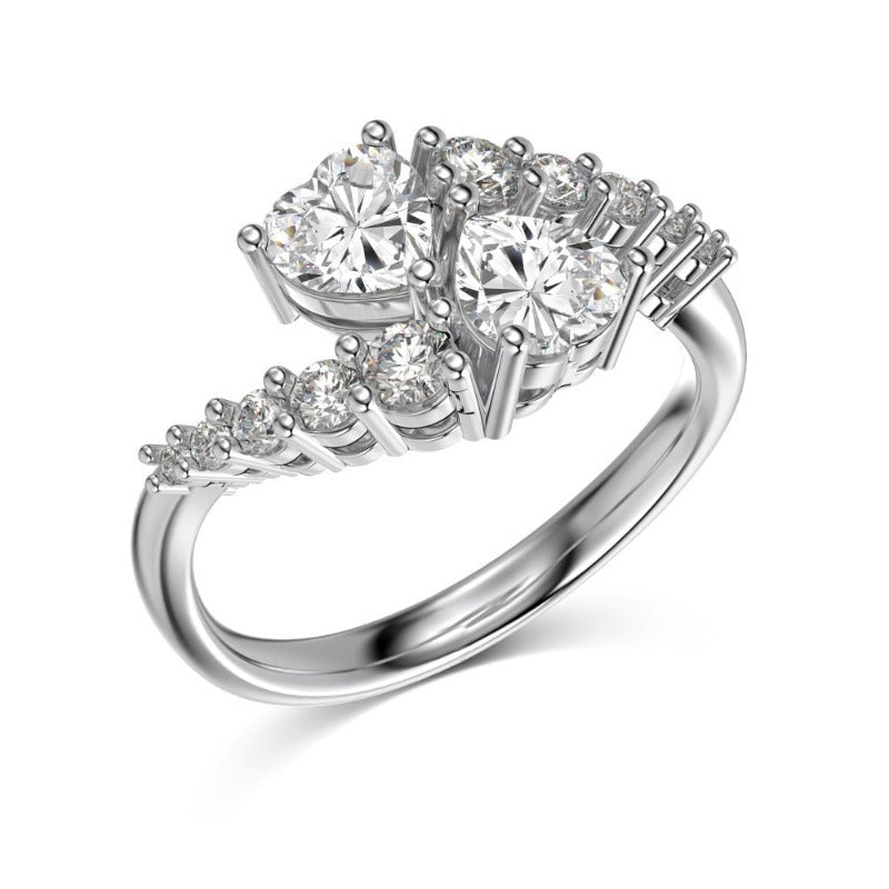 S925 Sterling Silver Blue Heart-Shaped Zircon Ring