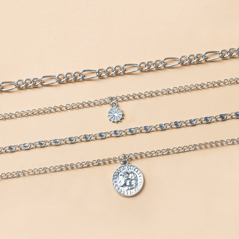 Alloy Layered Coin Necklace