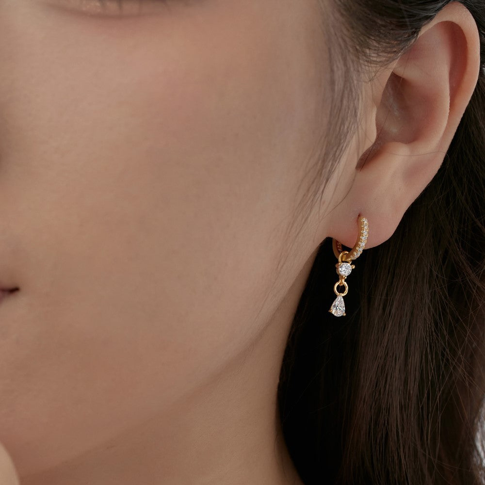 S925 Silver Pear-shaped Zircon Drop Earrings