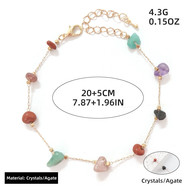 Natural Color Agate Stone Anklet