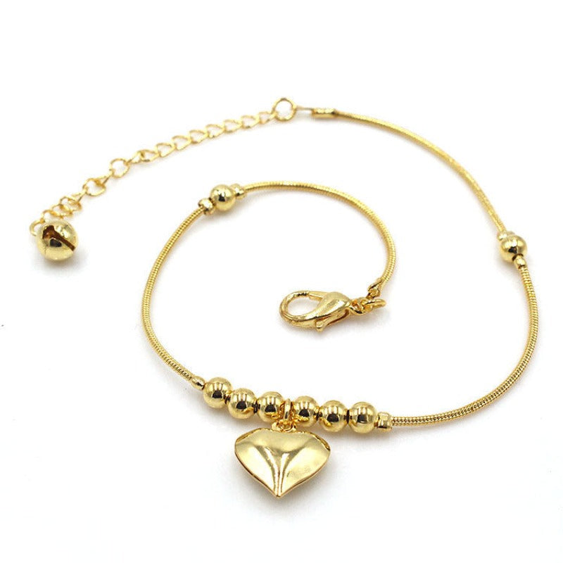 Golden Heart-shaped Anklet