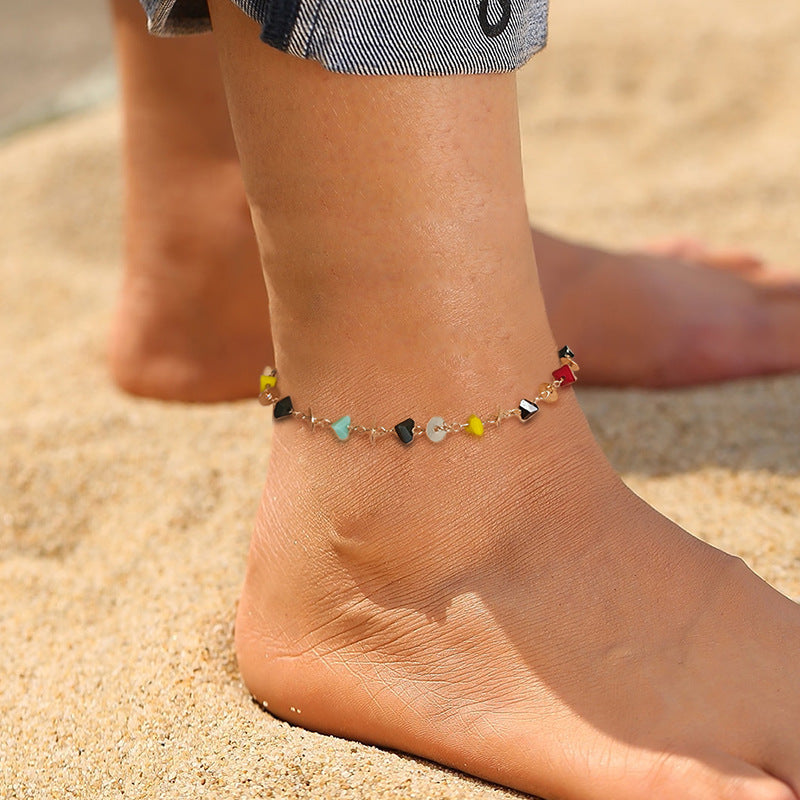 Natural Color Agate Stone Anklet