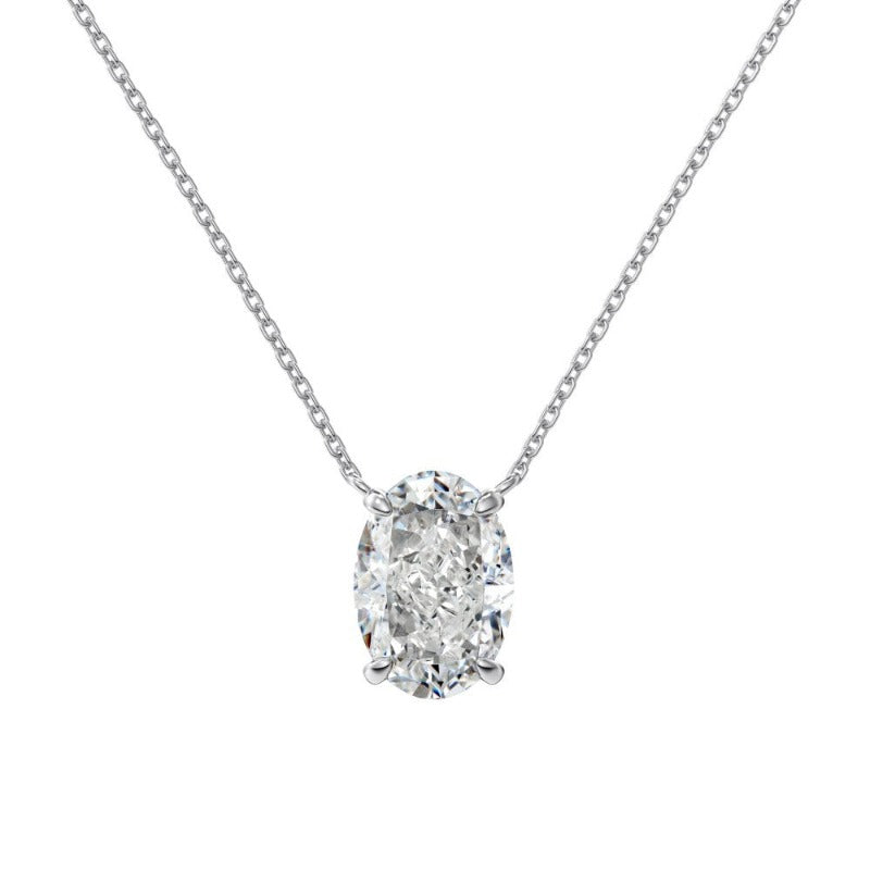 S925 Silver Oval Ice Flower Cut Diamond Necklace