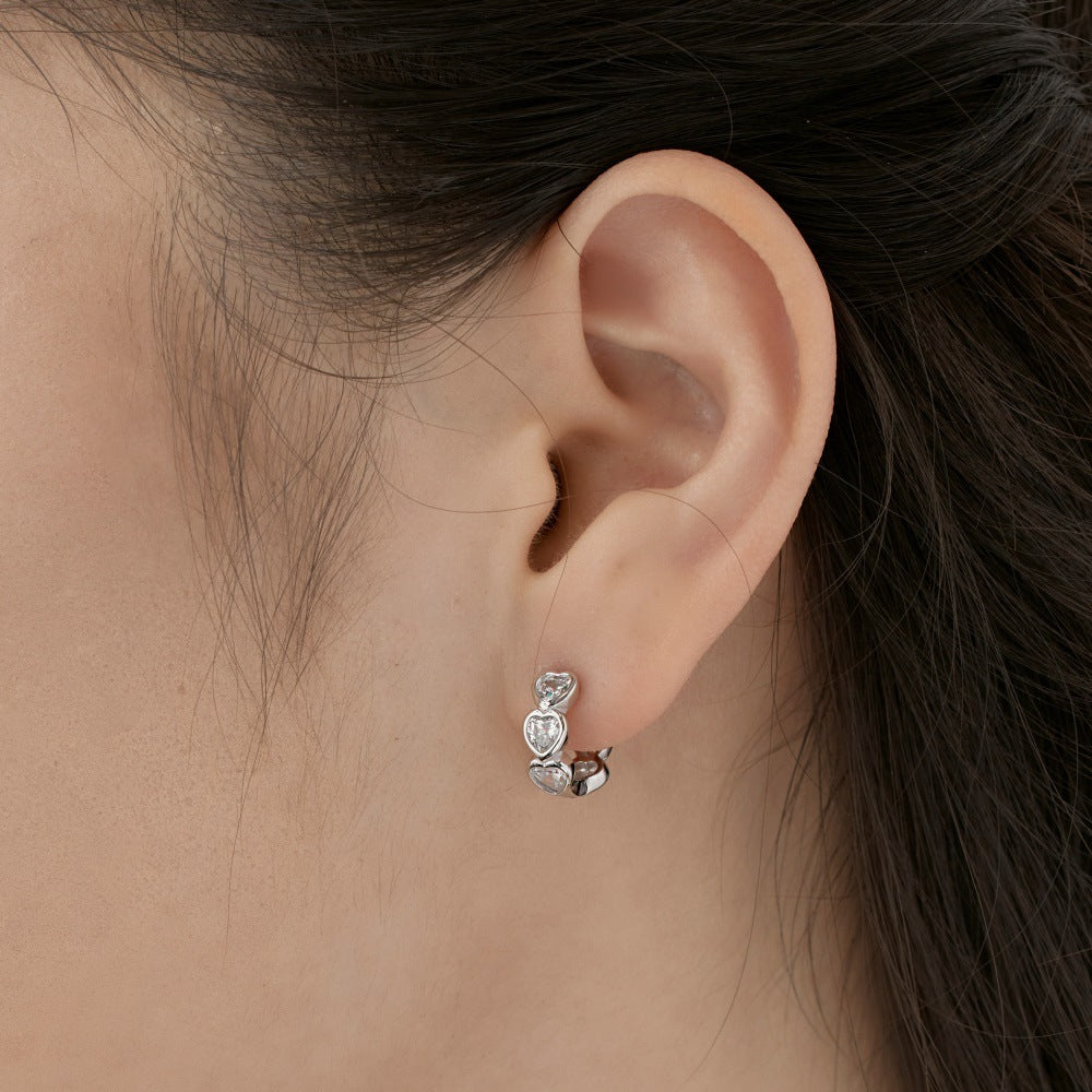 S925 Silver Heart-shaped Zircon Earrings