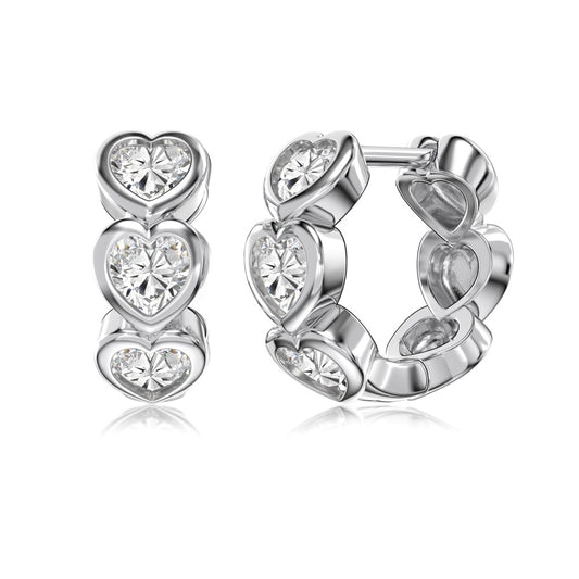 S925 Silver Heart-shaped Zircon Earrings