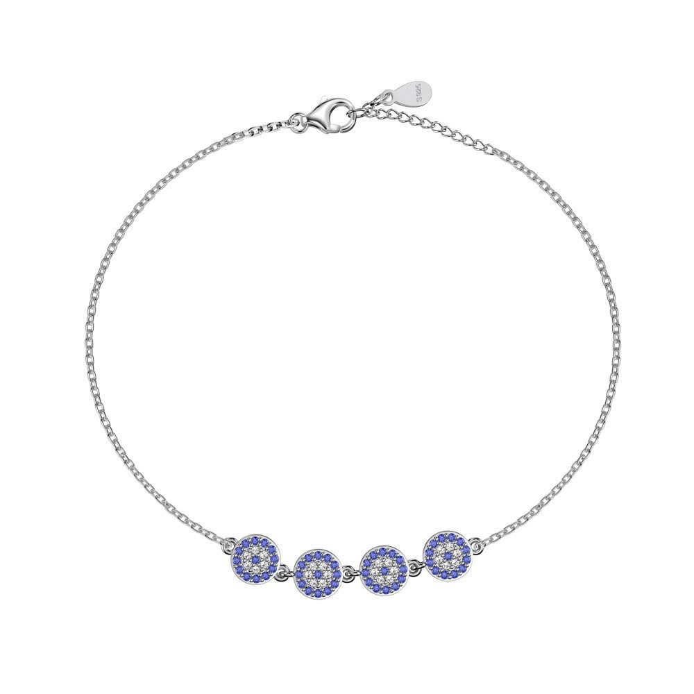 S925 Silver Blue and White Zircon Round Bracelet