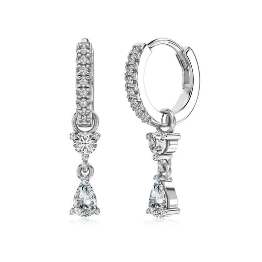 S925 Silver Pear-shaped Zircon Drop Earrings
