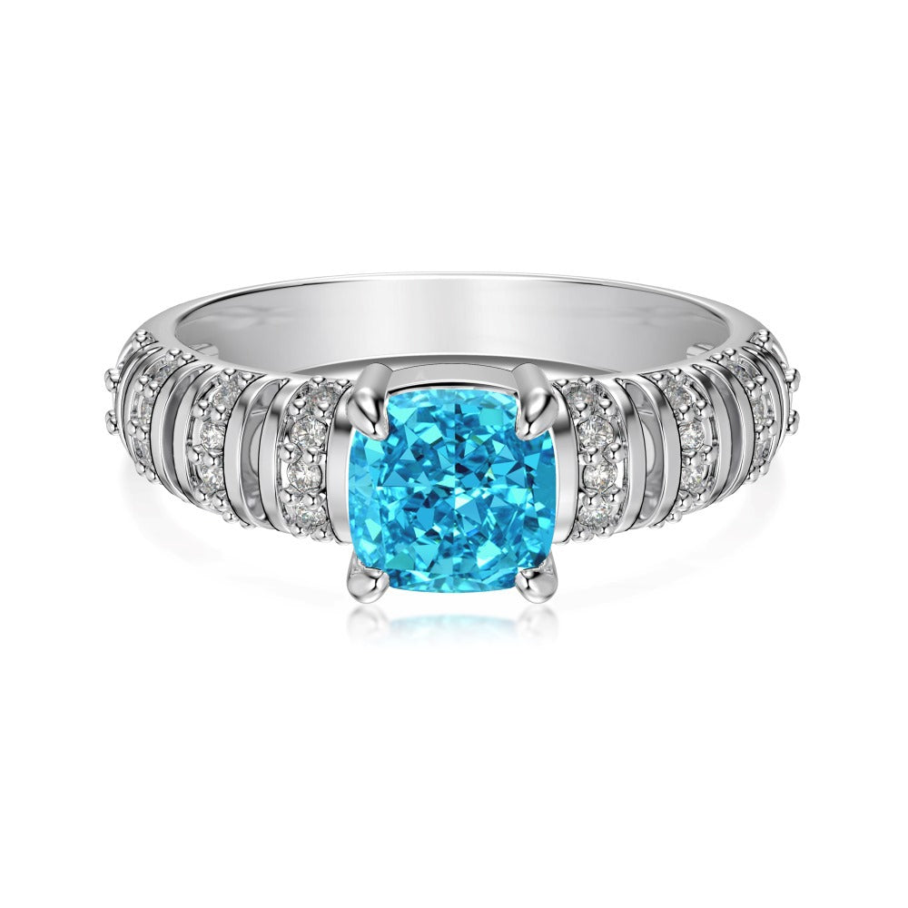 S925 Silver Hollow Ring with Ice Flower Cut Zircon
