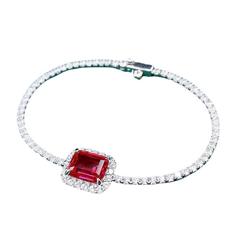 S925 Sterling Silver Synthetic Emerald Bracelet
