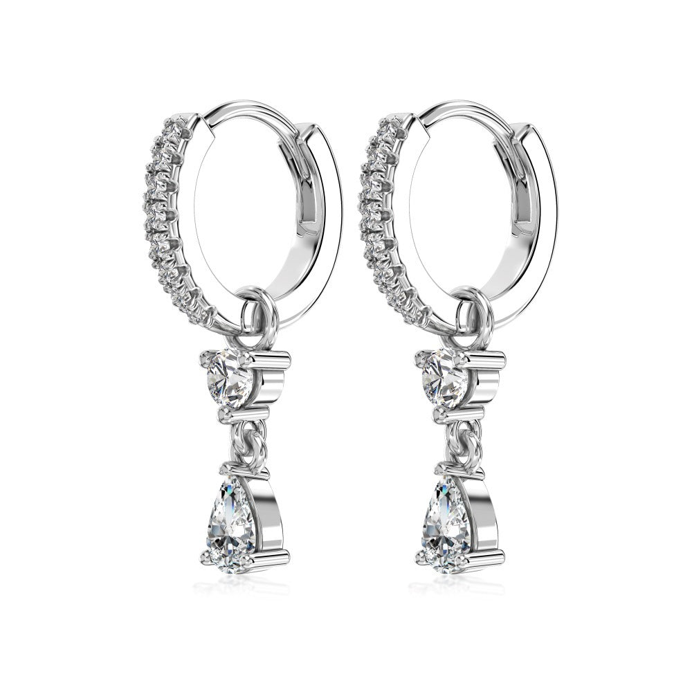 S925 Silver Pear-shaped Zircon Drop Earrings