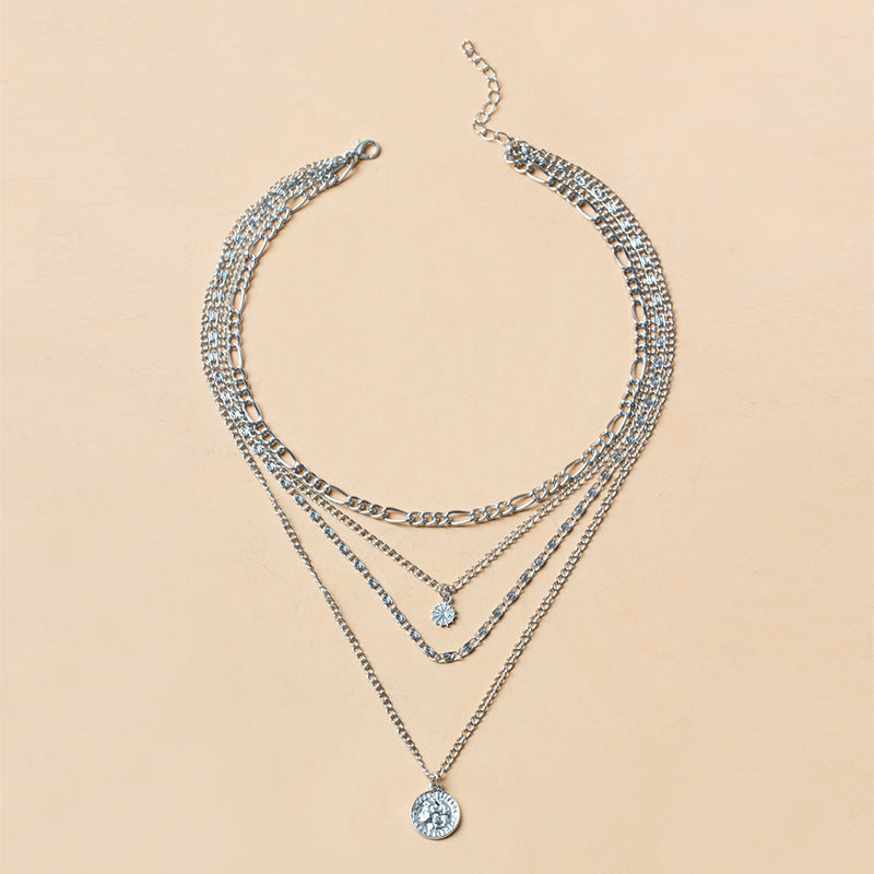 Alloy Layered Coin Necklace