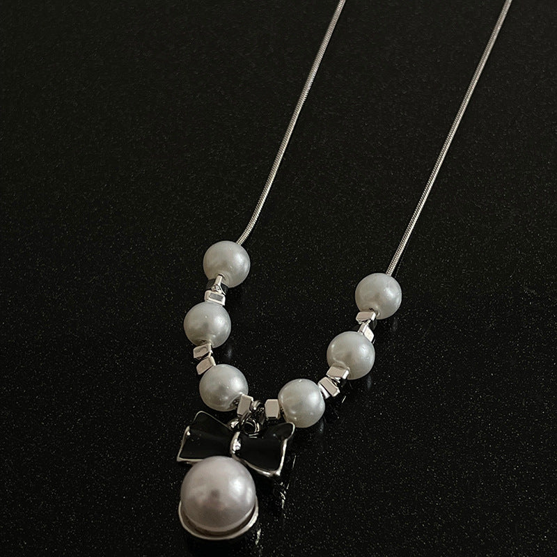 Alloy Bow Pearl Necklace