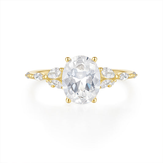 S925 Sterling Silver oval-shaped Zircon Ring