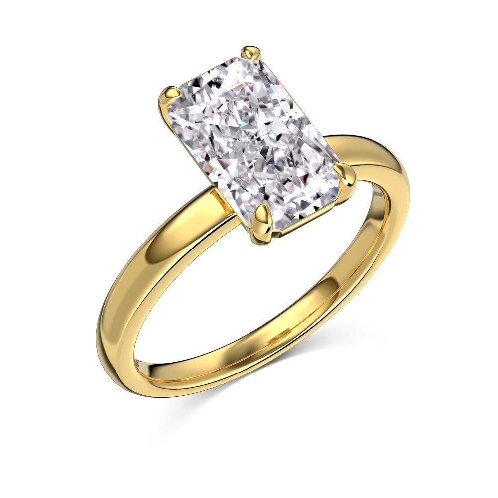 S925 Silver Rectangular Ice Flower Cut Diamond Ring