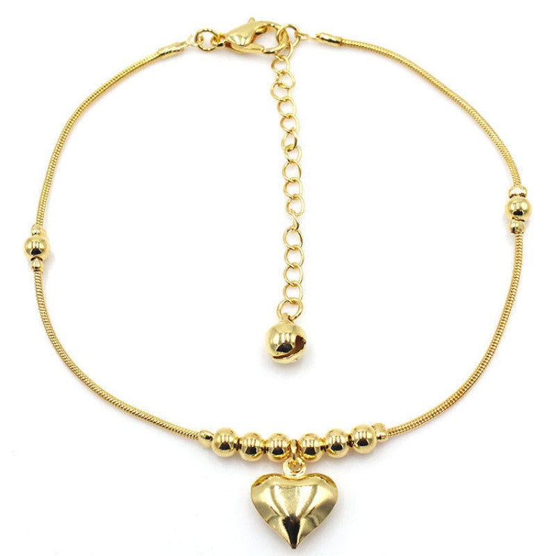 Golden Heart-shaped Anklet