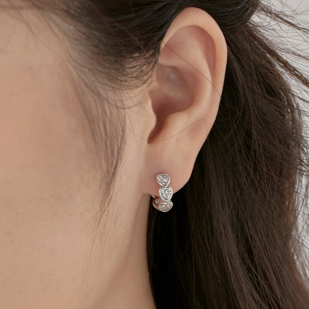 S925 Silver Heart-shaped Zircon Earrings