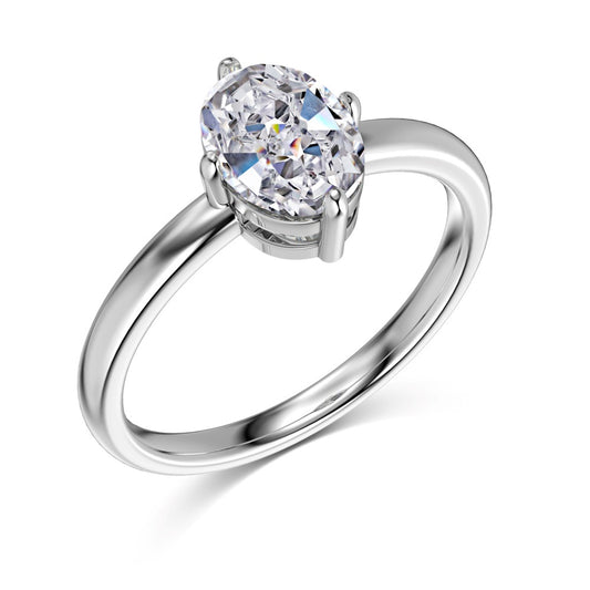 S925 Silver Oval Single Diamond Ring