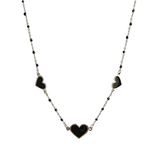 Titanium steel Black Heart Necklace