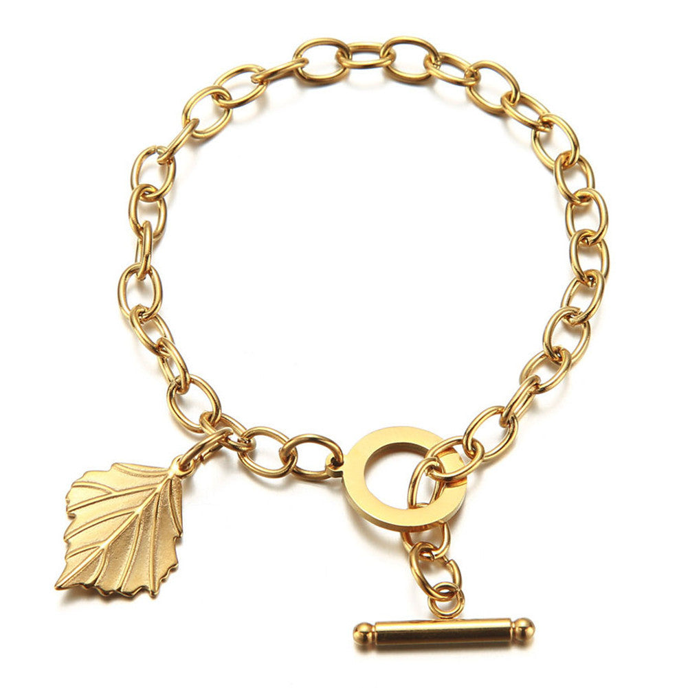 Thick Chain Leaf Bracelet - Kaldas Online Shopping