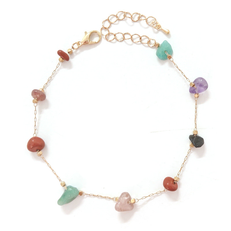 Natural Color Agate Stone Anklet