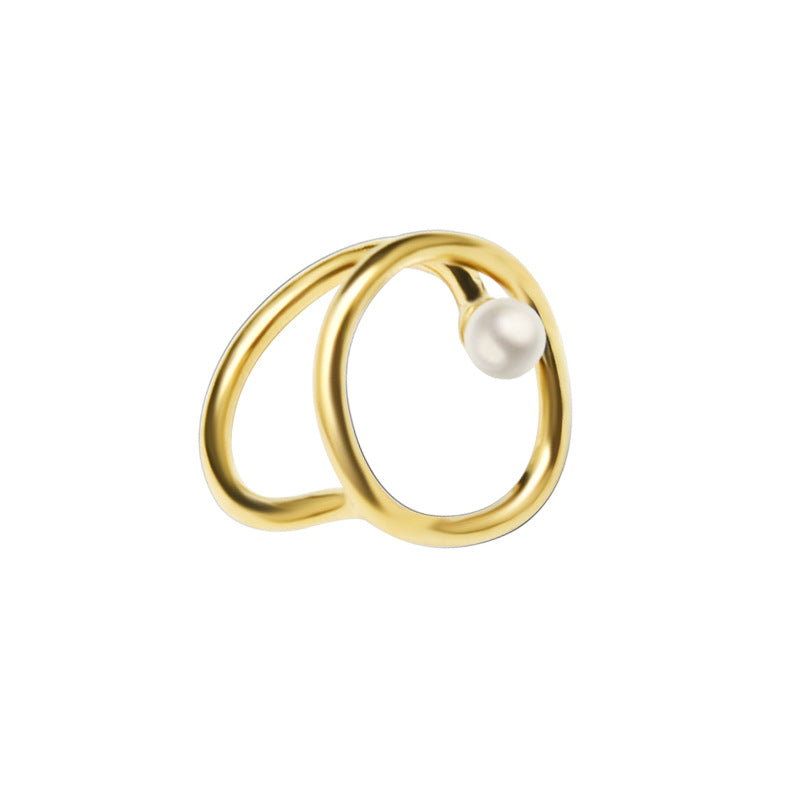 Titanium Steel Pearl Ring - Kaldas Online Shopping
