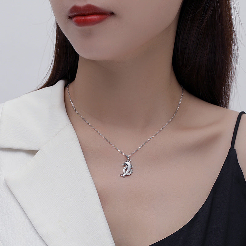 Silver Dolphin Shape Necklace