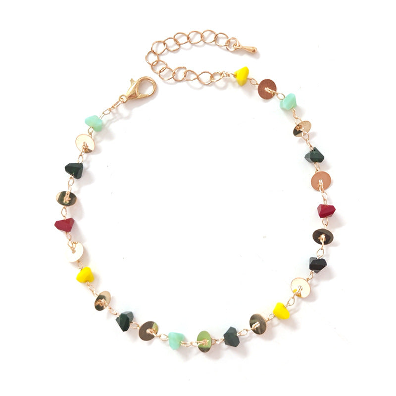 Natural Color Agate Stone Anklet