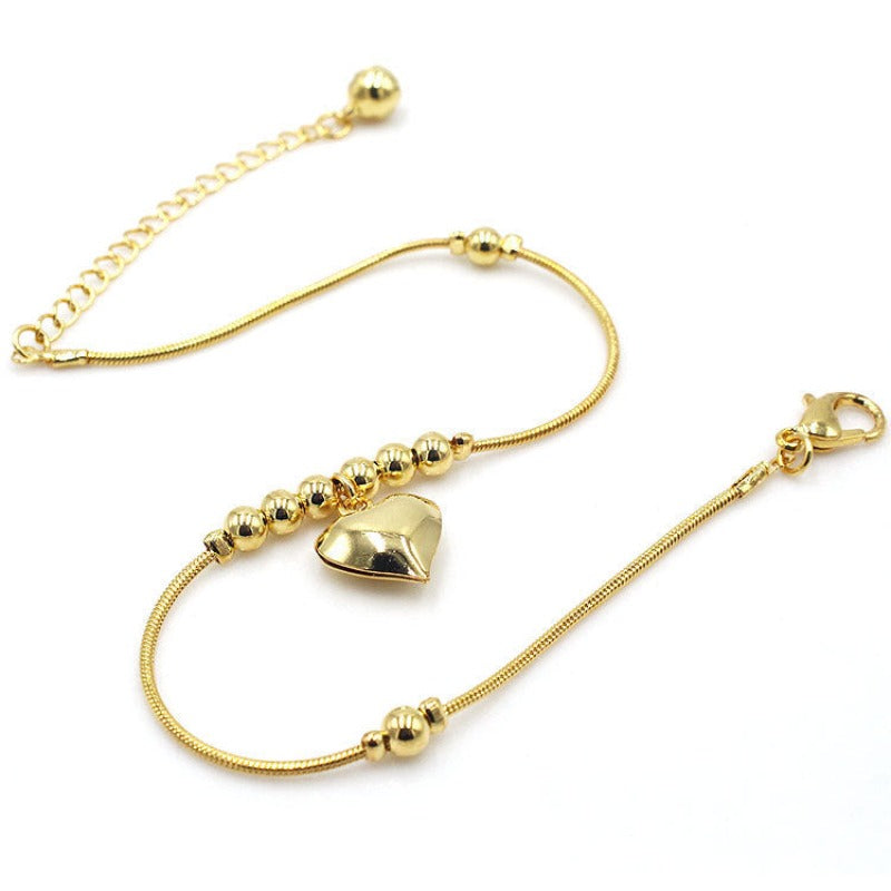 Golden Heart-shaped Anklet