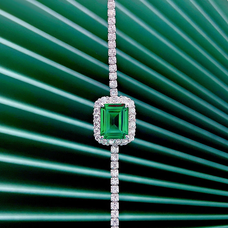 S925 Sterling Silver Synthetic Emerald Bracelet
