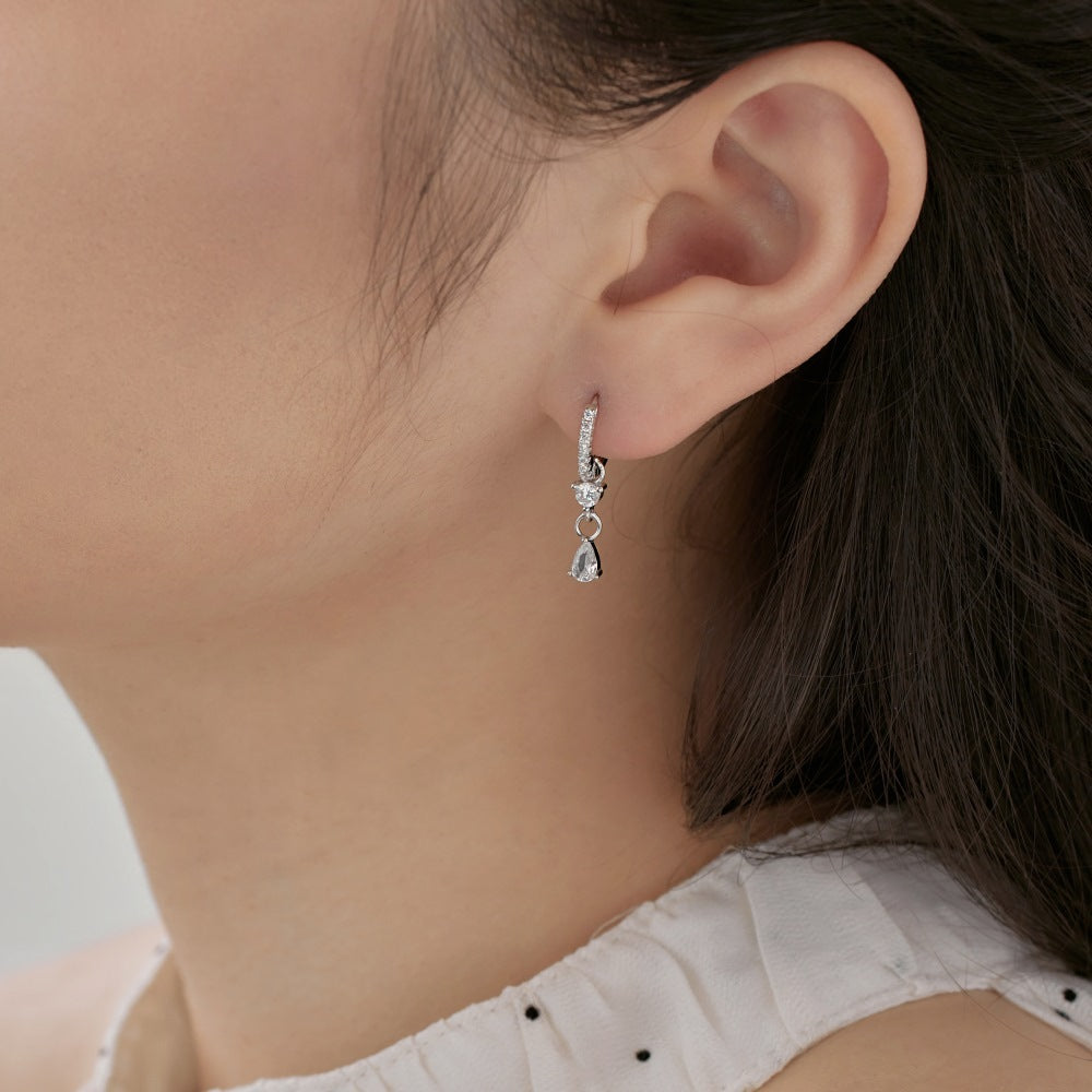 S925 Silver Pear-shaped Zircon Drop Earrings