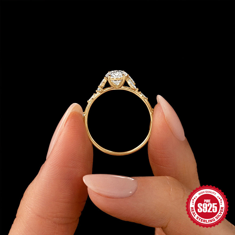 S925 Sterling Silver oval-shaped Zircon Ring