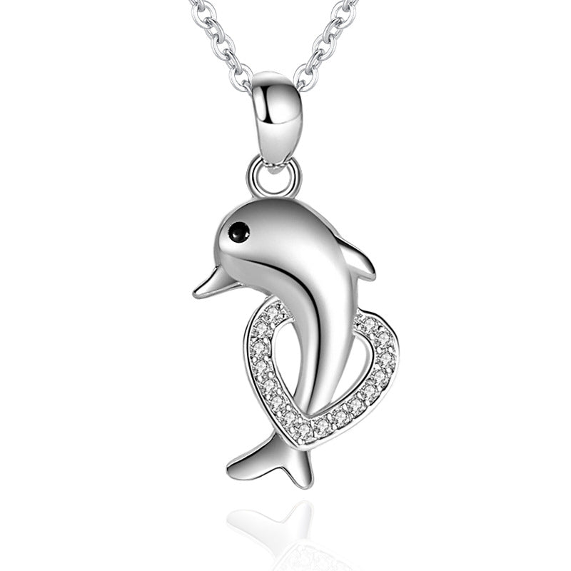 Silver Dolphin Shape Necklace