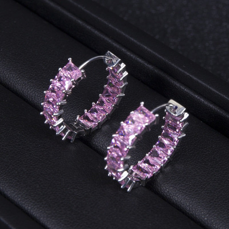 Full Zirconium Round Earrings