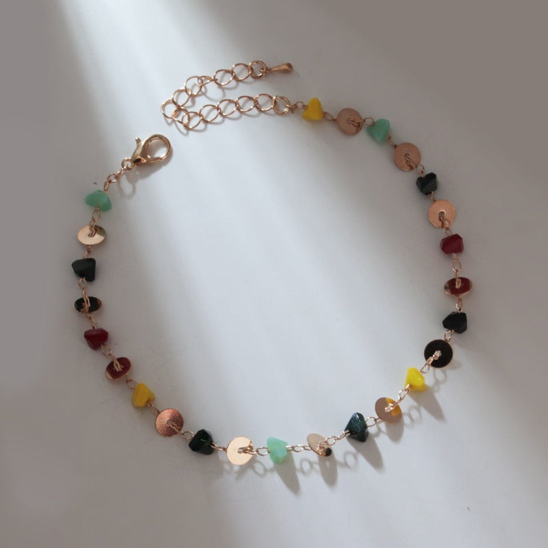 Natural Color Agate Stone Anklet