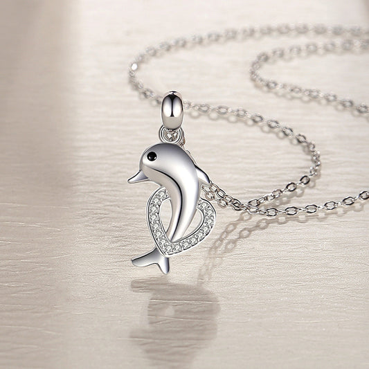 Silver Dolphin Shape Necklace