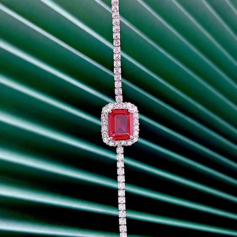 S925 Sterling Silver Synthetic Emerald Bracelet