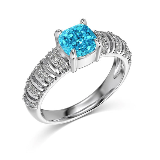 S925 Silver Hollow Ring with Ice Flower Cut Zircon