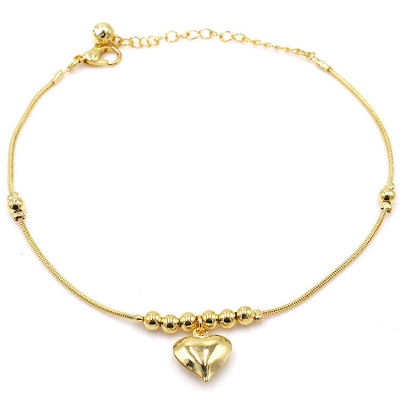Golden Heart-shaped Anklet