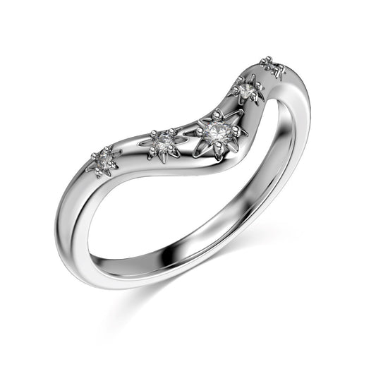 S925 Silver Sun Light Design V-shaped Zircon Ring