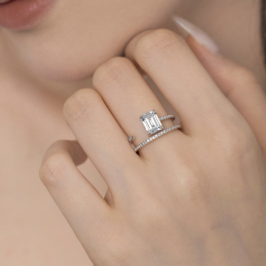 S925 Silver Small Zircon Layered Ring